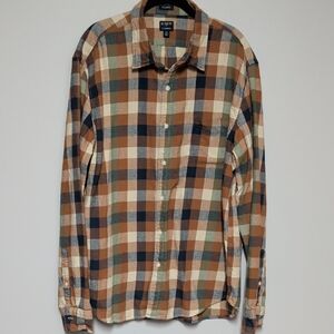 J. Crew Factory Brown and Blue Plaid Shirt